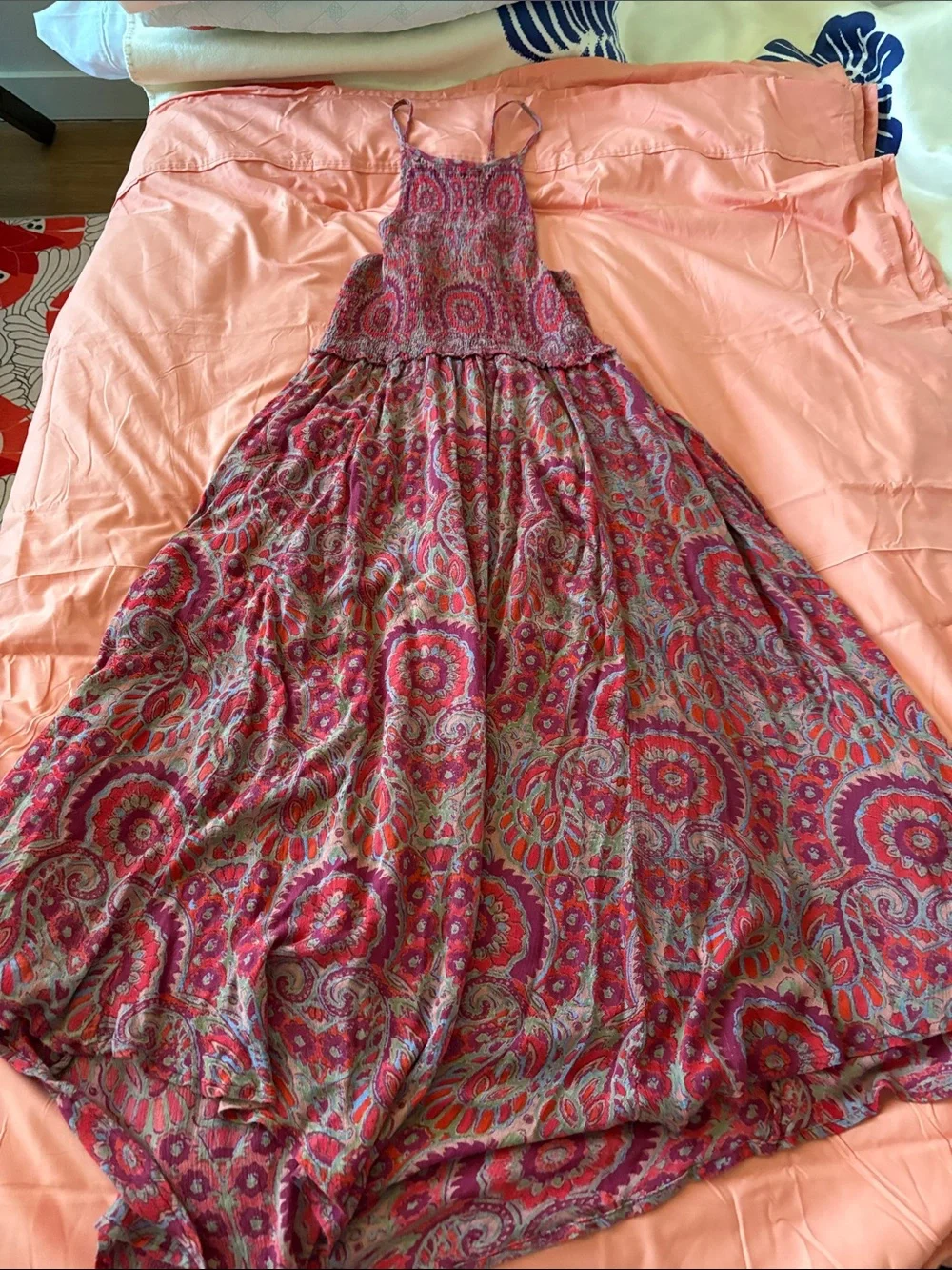 Free People Asymmetrical Dress in Coral-Seasons in the Sun -Size Small